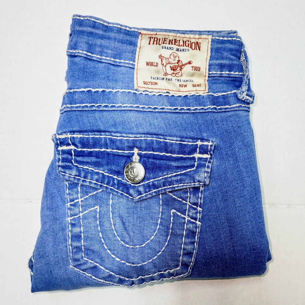 True Religion Jeans Women’s 26 Blue Jennie Curvy Super Skinny Denim Button Flap - Picture 6 of 12